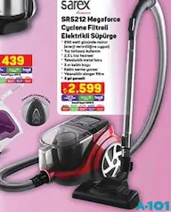 SAREX SR5212 MEGAFORCE CYXLONE FİLTRELİ ELEKTRİKLİ SÜPÜRGE